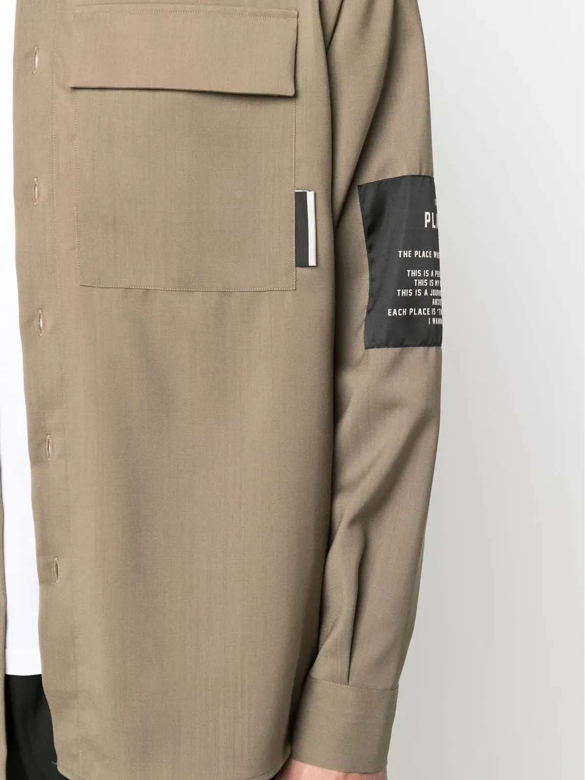 Low Brand ロゴパッチ袖ディテール シャツ - 画像5