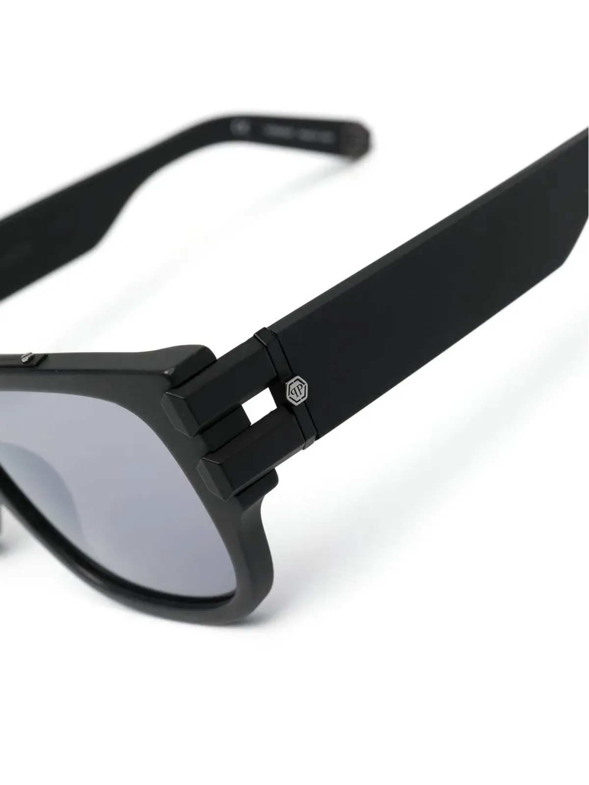 Philipp Plein Eyewear フラットブリムスクエアサングラス - ブラック - 画像3
