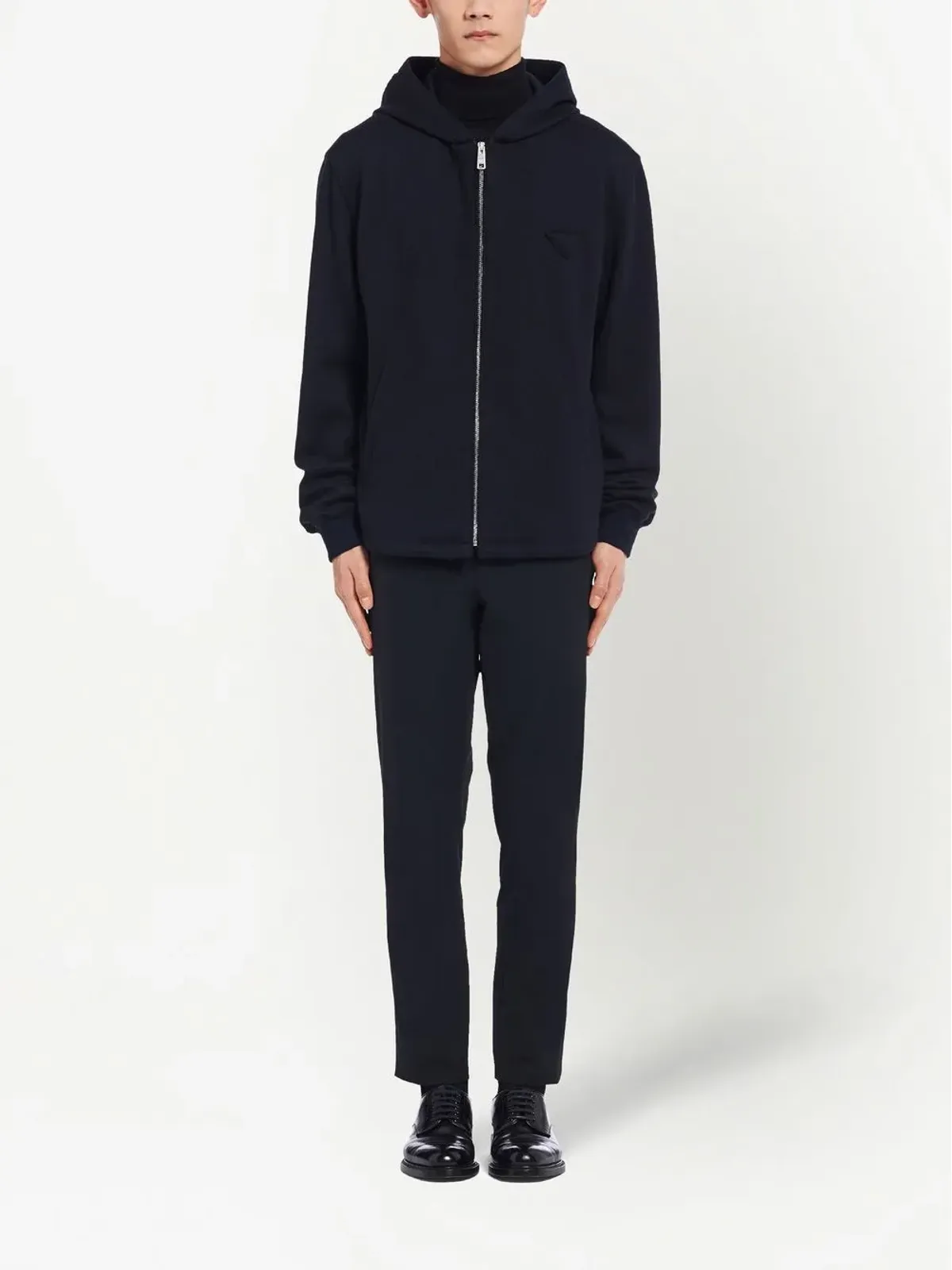 Prada ジップフロント ウール フーディ - Blue - 画像2