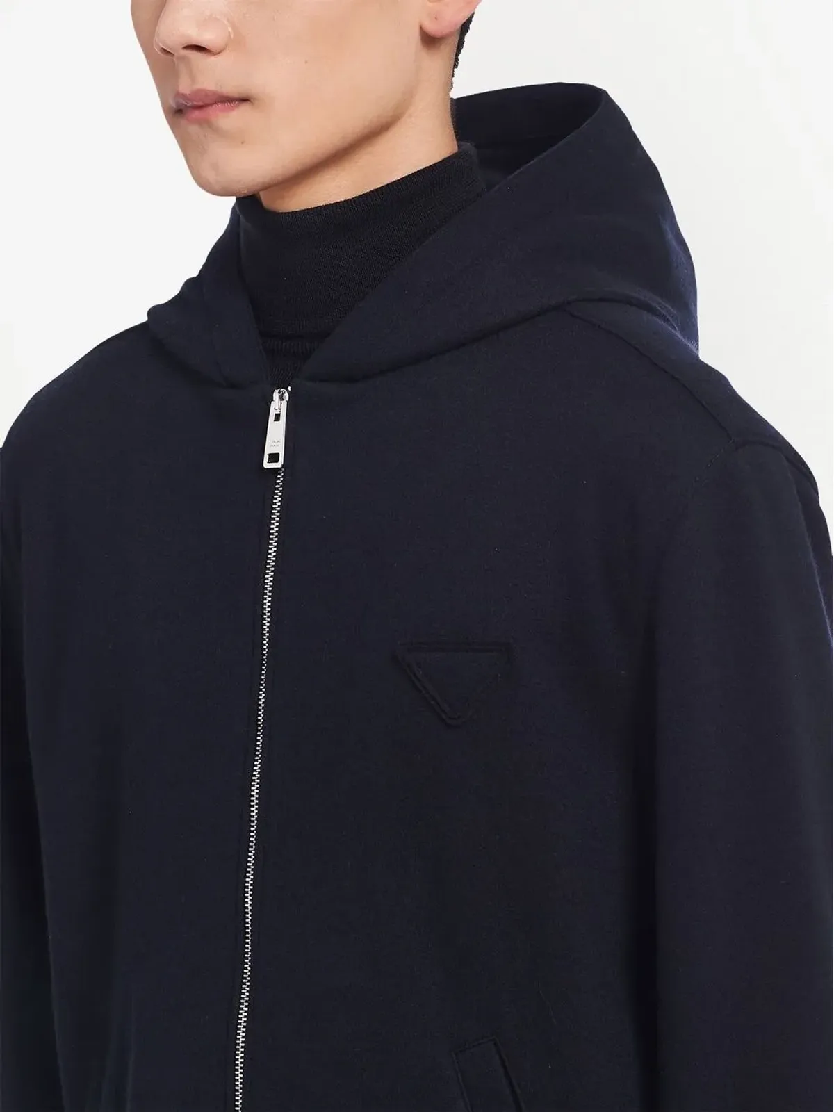 Prada ジップフロント ウール フーディ - Blue - 画像4