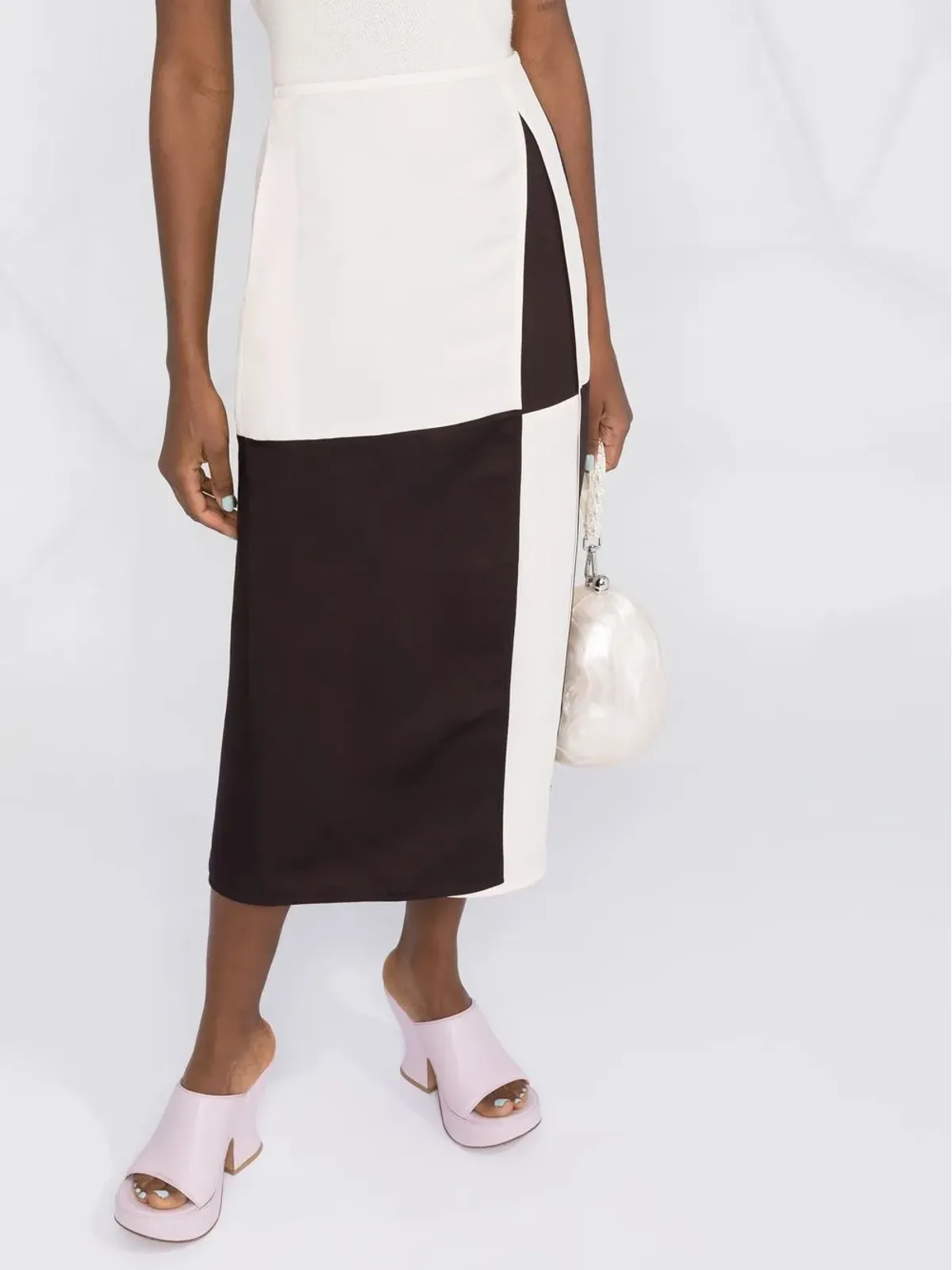Jil Sander カラーブロック ミディスカート - 画像3