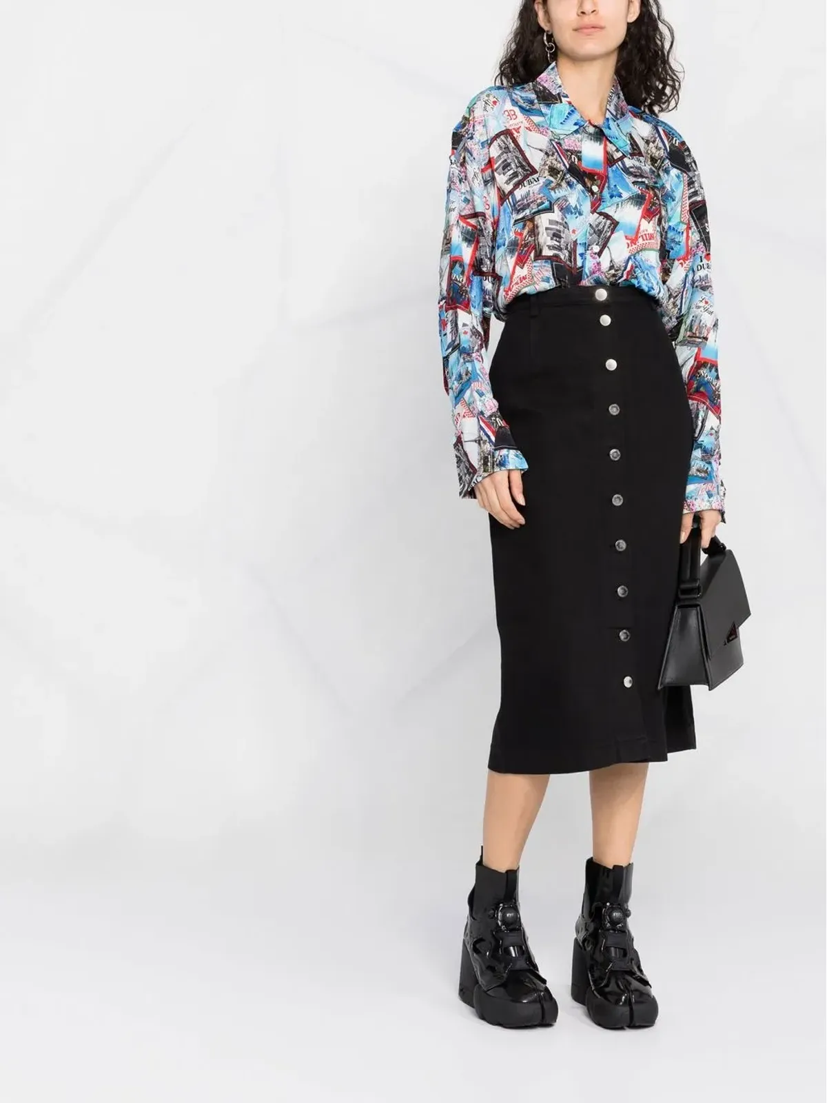 Raf Simons ボタン開きミディスカート - 画像2