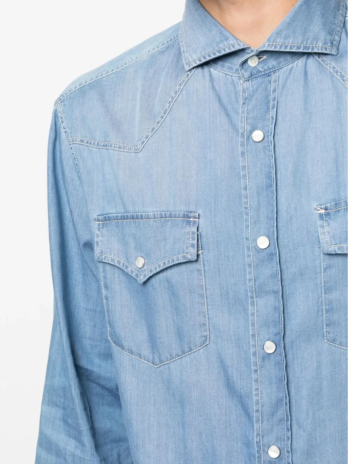 Brunello Cucinelli デニムシャツ（長袖） - ブルー - 画像5