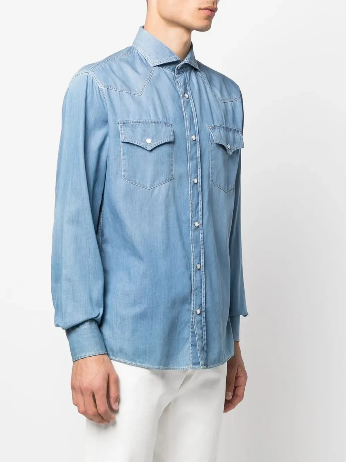 Brunello Cucinelli デニムシャツ（長袖） - ブルー - 画像3