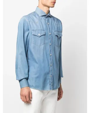 Brunello Cucinelli デニムシャツ（長袖） - ブルー - サムネイル3