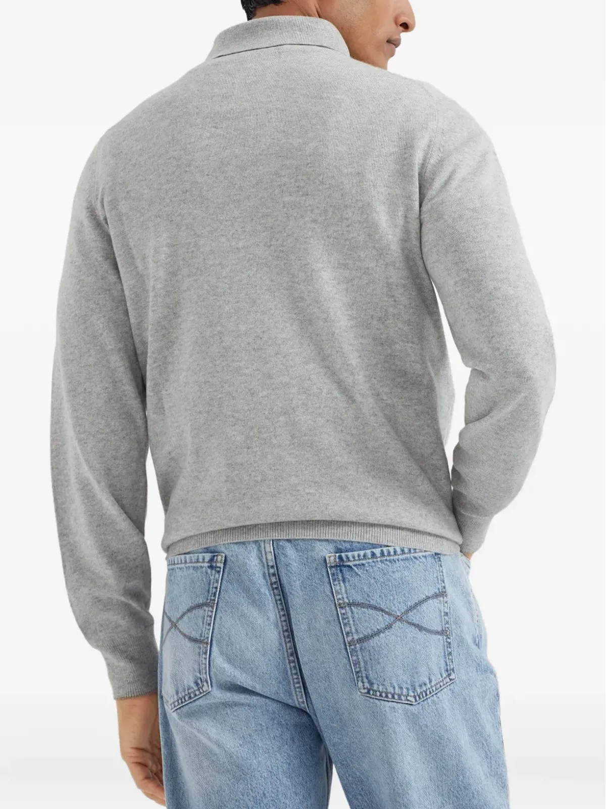 Brunello Cucinelli 長袖カシミアポロシャツ グレー - 画像5