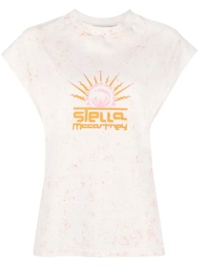 Stella McCartney Stella McCartney グラフィックプリント キャップスリーブ Tシャツ - Whiteの商品画像
