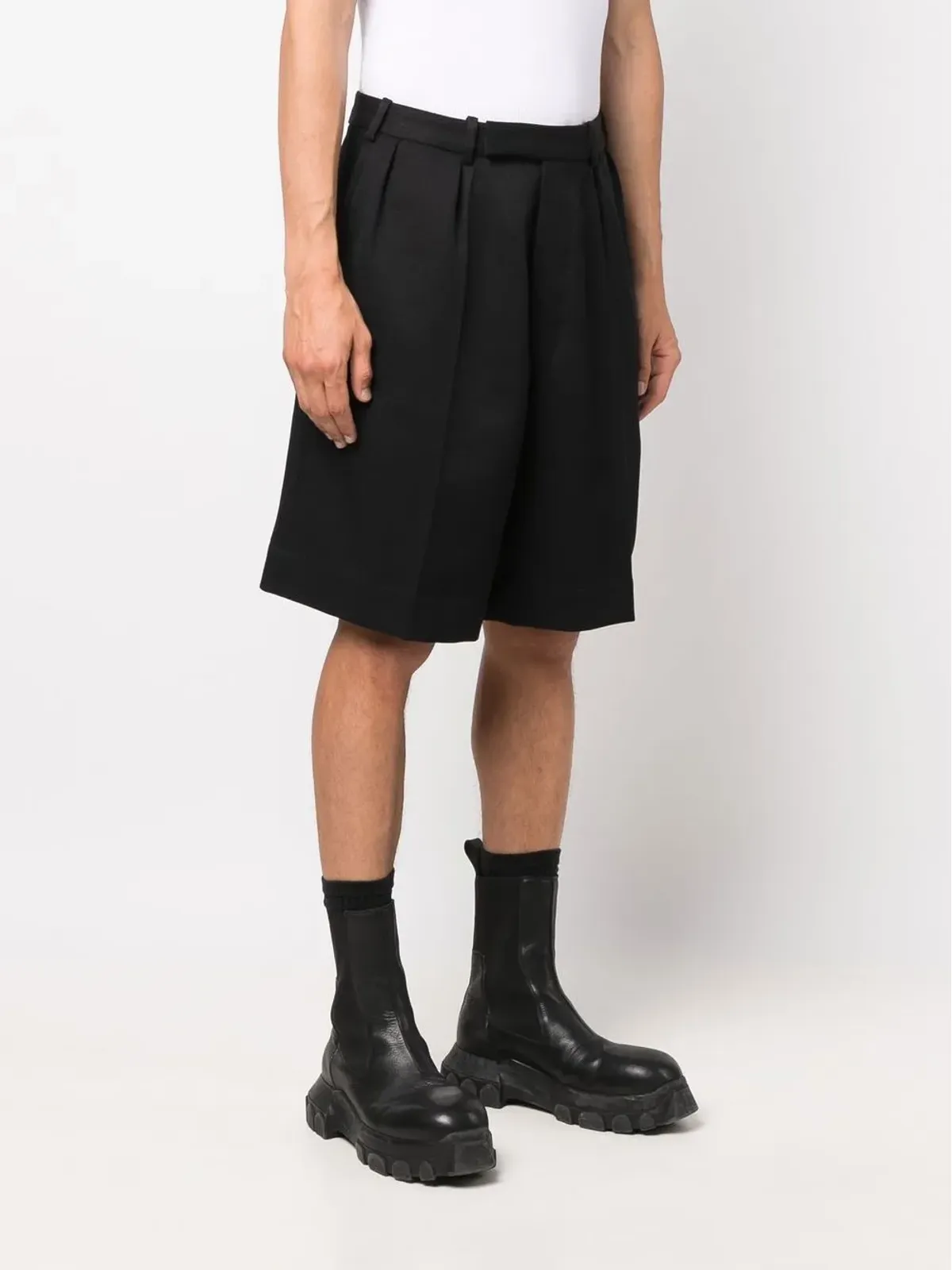 Raf Simons ミッドライズ ドロップクロッチ ショーツ - ブラック - 画像3