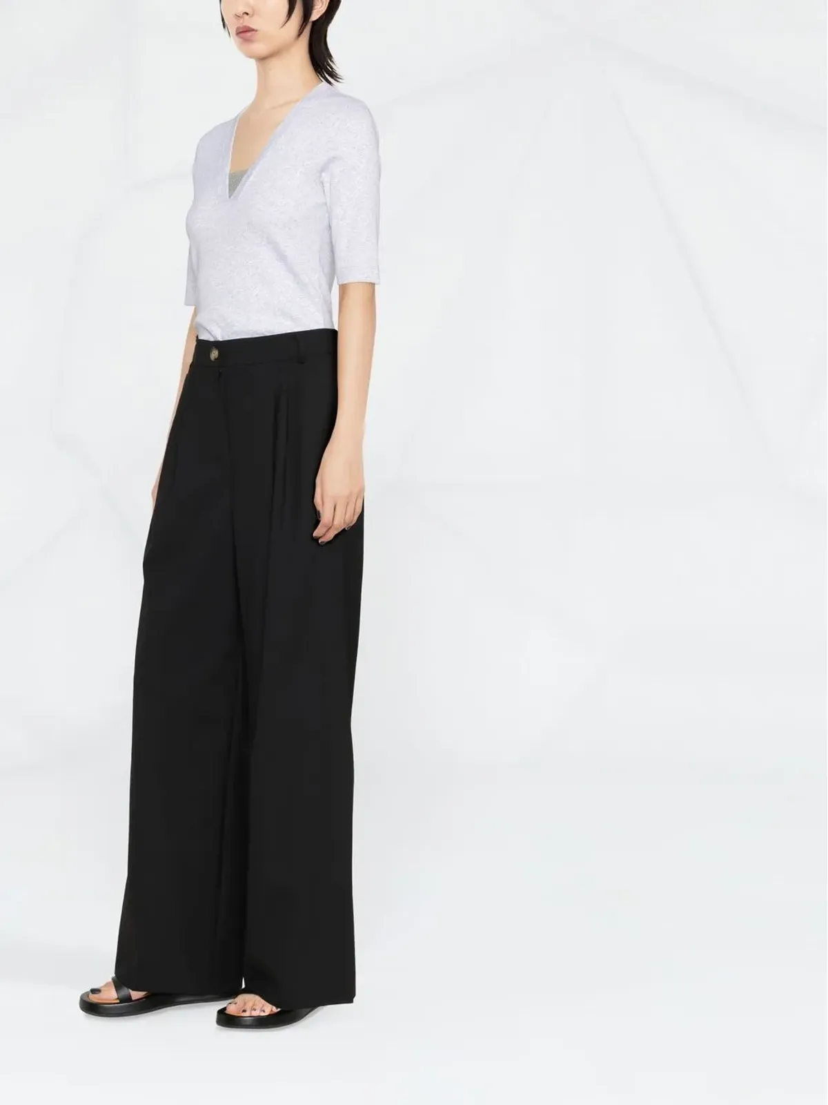Brunello Cucinelli Vネック半袖トップス - 画像4