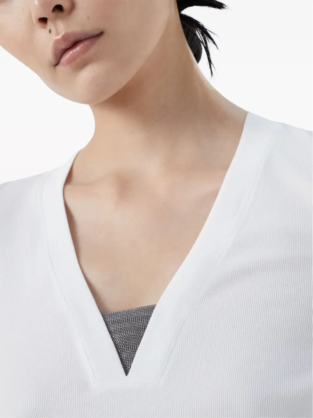 Brunello Cucinelli V-neck long-sleeve top - White - 画像5