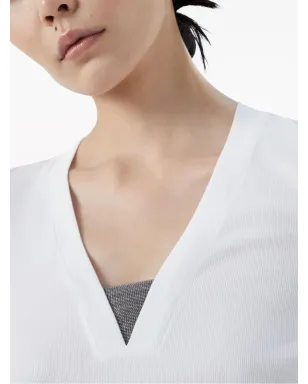 Brunello Cucinelli V-neck long-sleeve top - White - サムネイル5