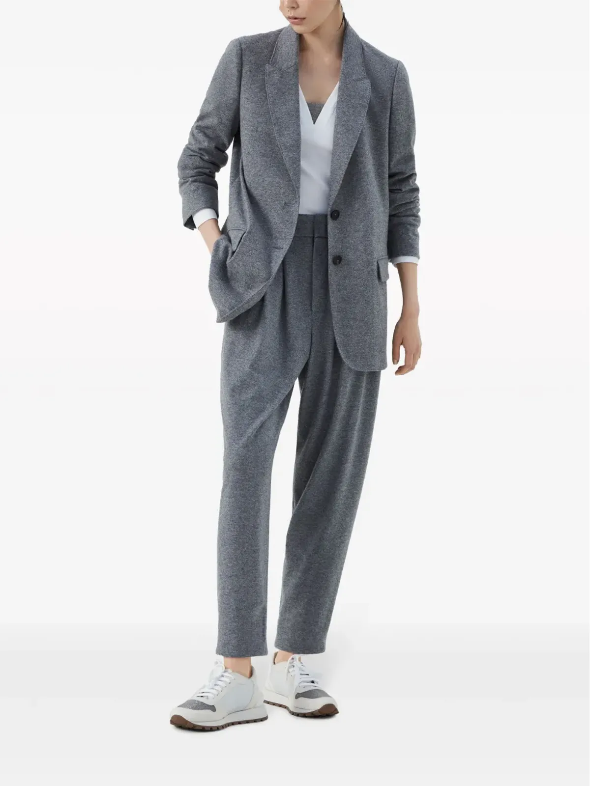 Brunello Cucinelli V-neck long-sleeve top - White - 画像2