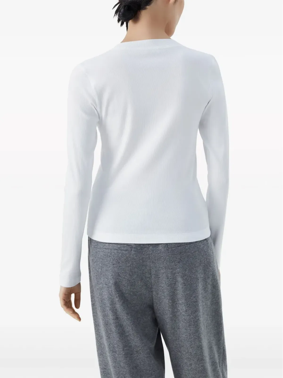 Brunello Cucinelli V-neck long-sleeve top - White - 画像4