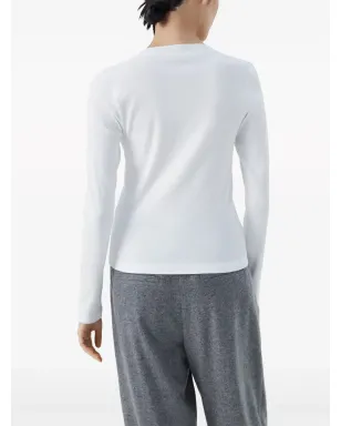 Brunello Cucinelli V-neck long-sleeve top - White - サムネイル4