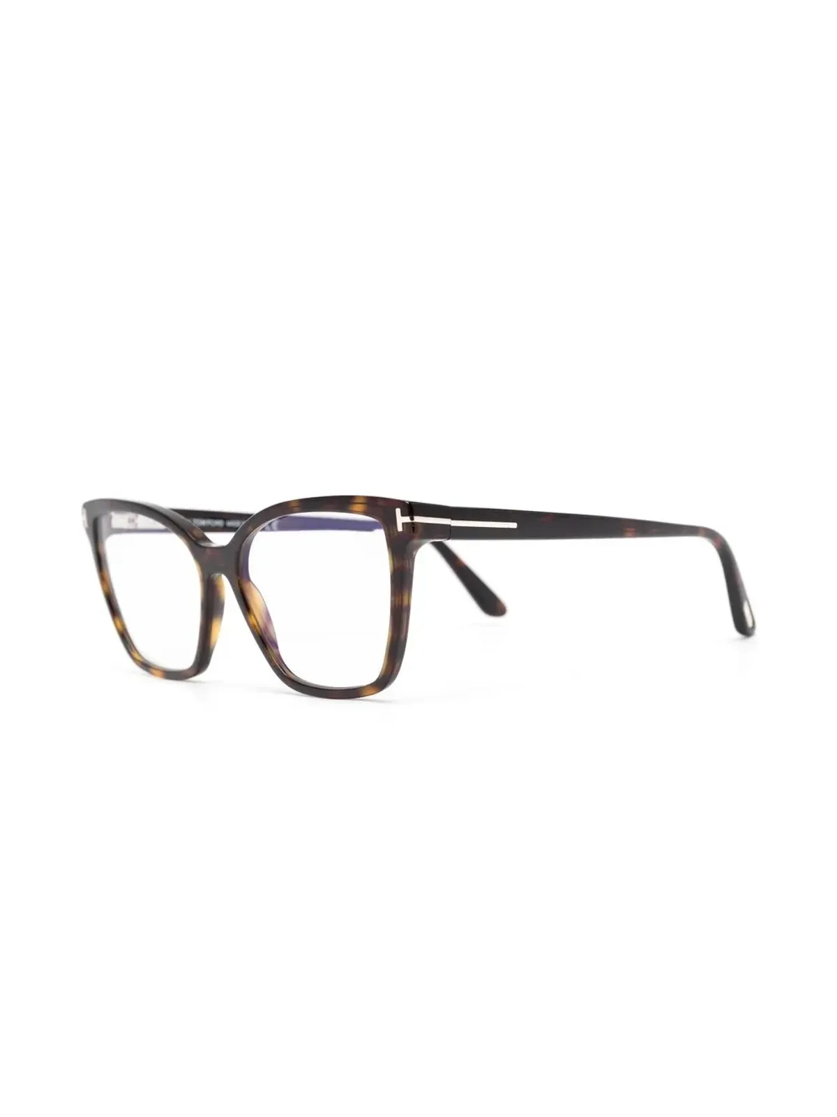 TOM FORD Eyewear べっ甲風オーバーサイズフレーム眼鏡（ブラウン） - 画像2