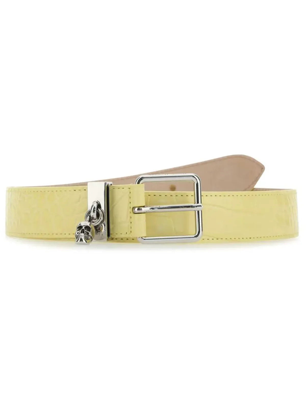 Alexander McQueen crocodile-effect leather belt - Neutrals - 画像1