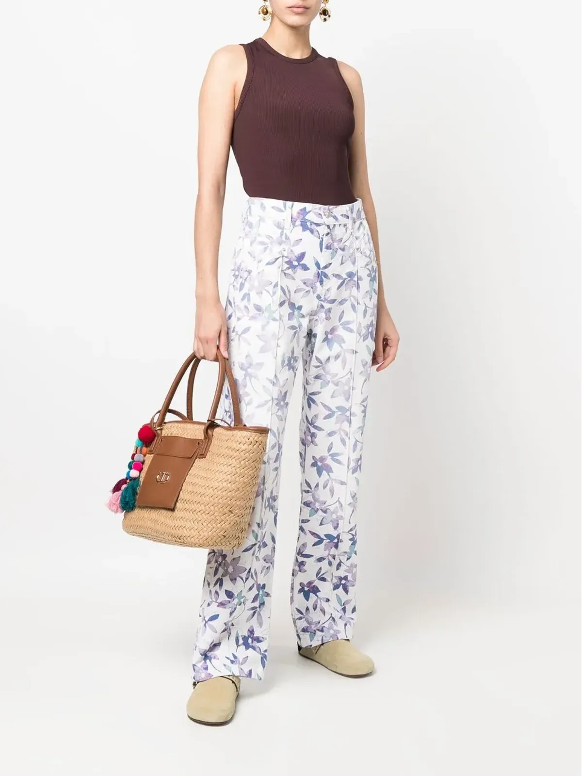 ISABEL MARANT 花柄プリントストレートレッグパンツ - 画像2