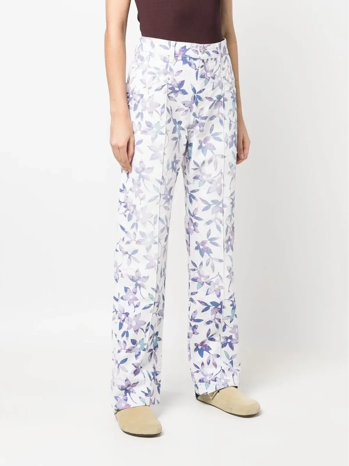 ISABEL MARANT 花柄プリントストレートレッグパンツ - 画像3