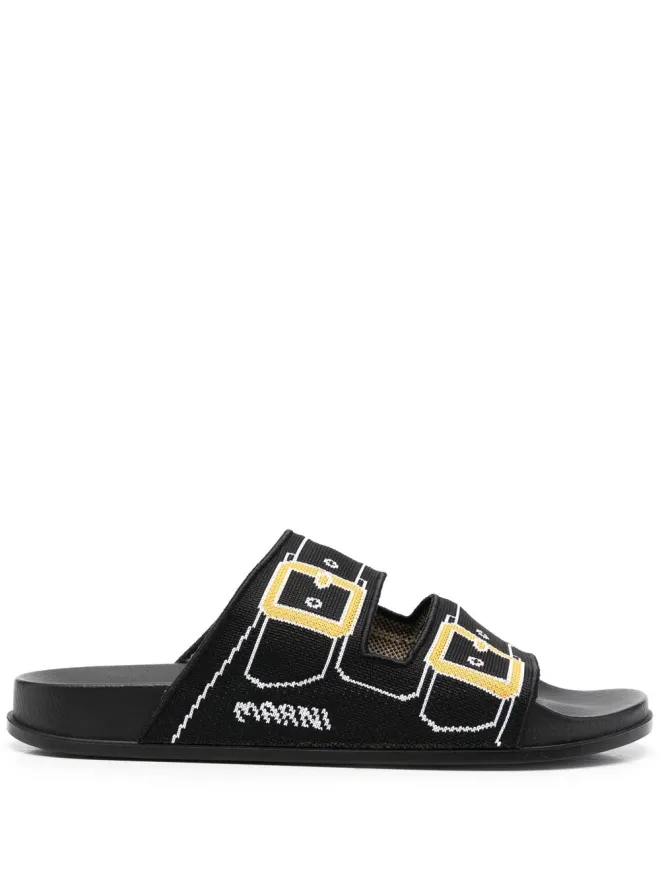 Marni Marni トロンプ・ルイユ・プリント サンダル - ブラックの商品画像