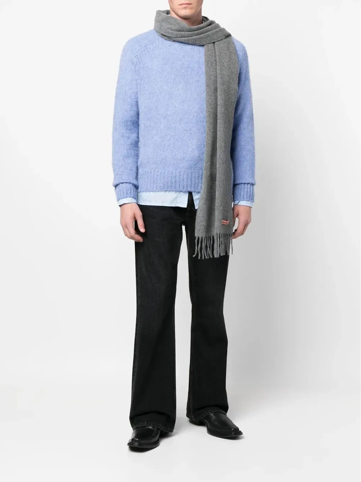 Acne Studios フリンジ付きウールスカーフ - 画像2