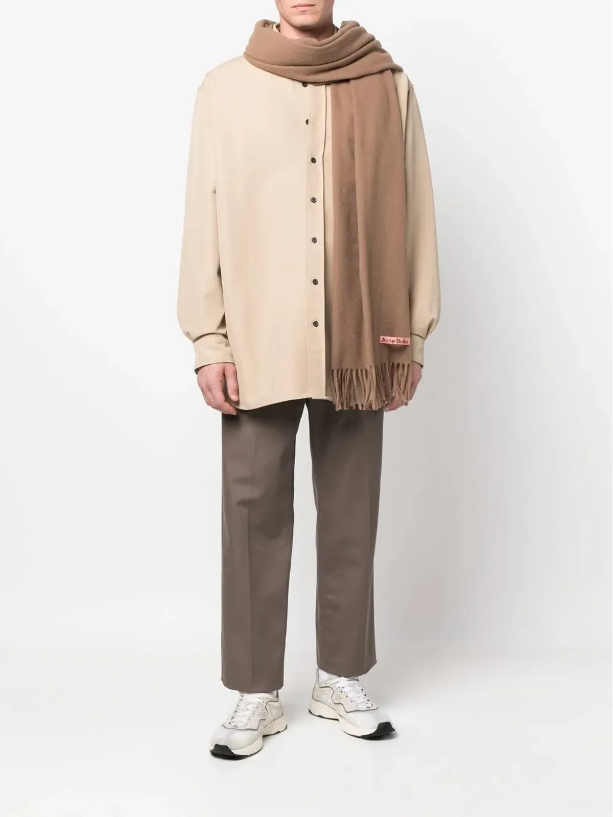 Acne Studios ロゴタグ フリンジエッジ スカーフ - 画像2