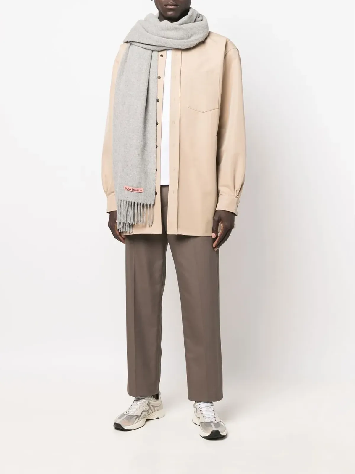 Acne Studios オーバーサイズ フリンジ ウールスカーフ - 画像2