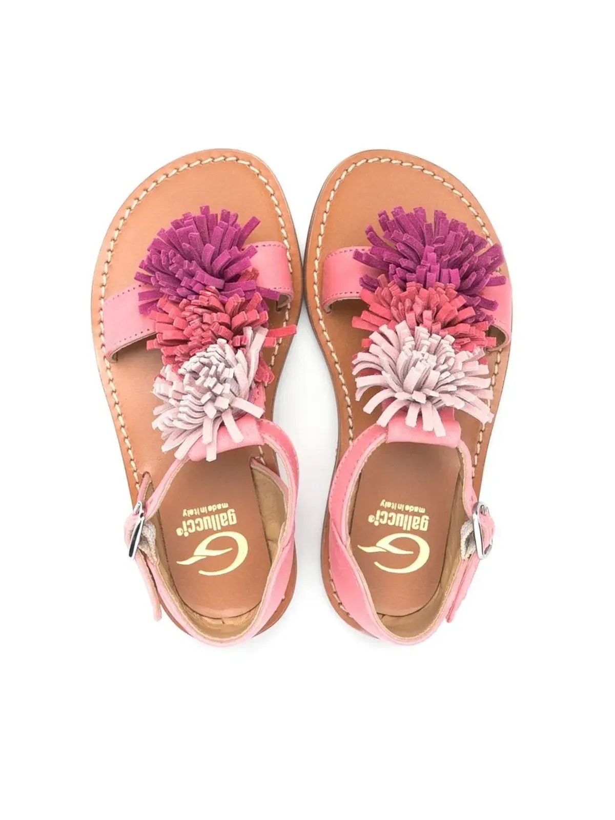 Gallucci Kids ポンポンディテール オープントゥサンダル - 画像3