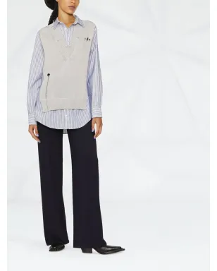 Maison Margiela layered knit-detail shirt - Blue - サムネイル2