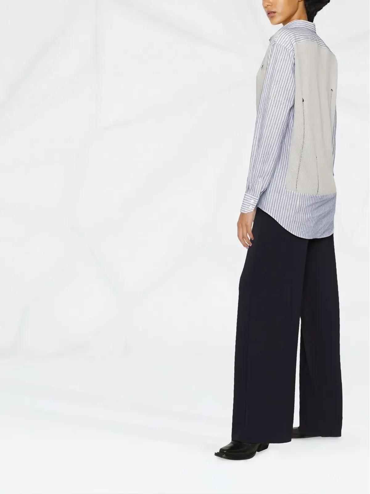 Maison Margiela layered knit-detail shirt - Blue - 画像3
