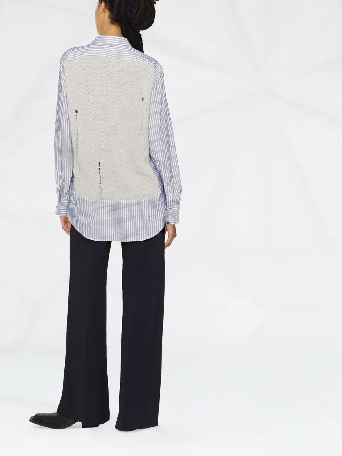 Maison Margiela layered knit-detail shirt - Blue - 画像4