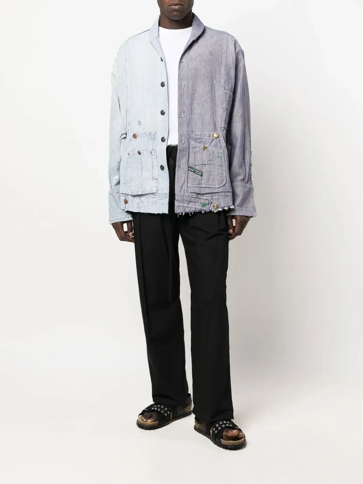 Greg Lauren ストライプパッチワークコットンシャツ - 画像2