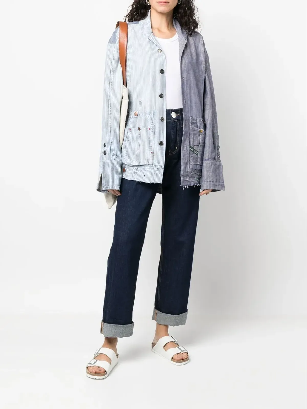 Greg Lauren ストライプパッチワークコットンシャツ - 画像3