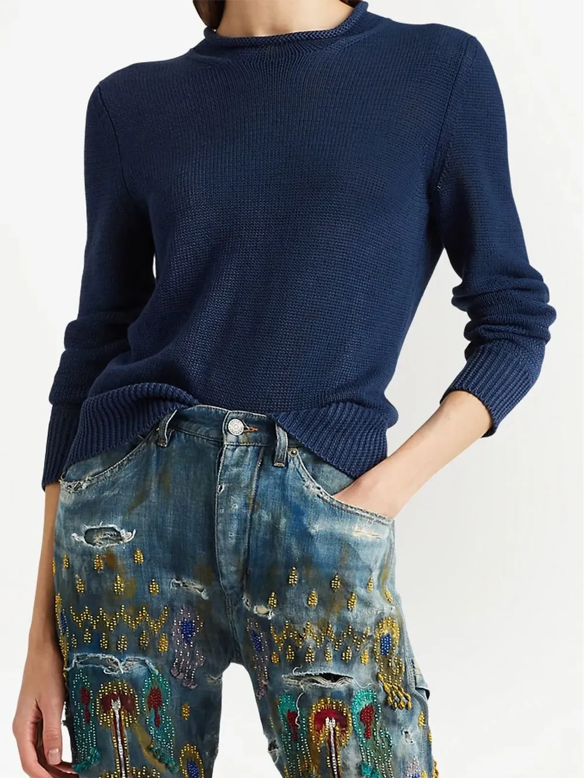 Ralph Lauren Collection モックネック ジャンパー（ブルー） - 画像4
