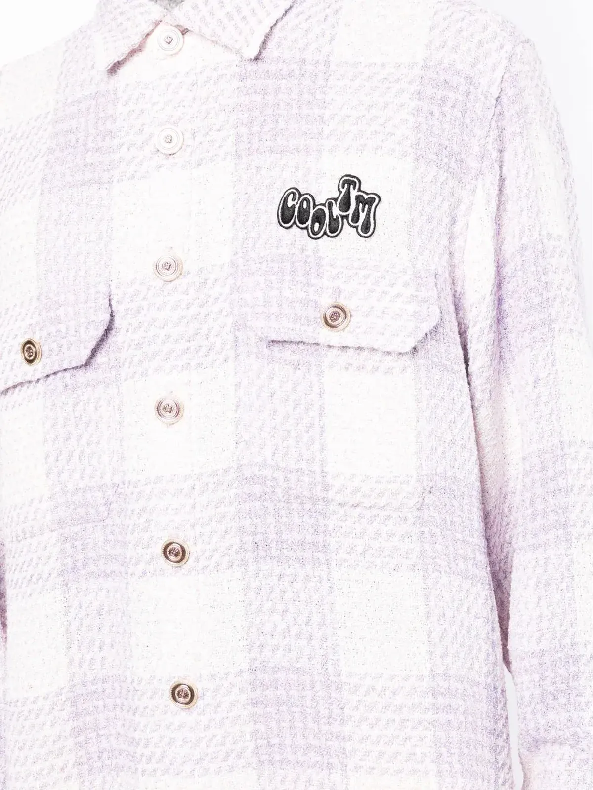 COOL T.M オーバーサイズ ツイード チェック シャツ - パープル - 画像5
