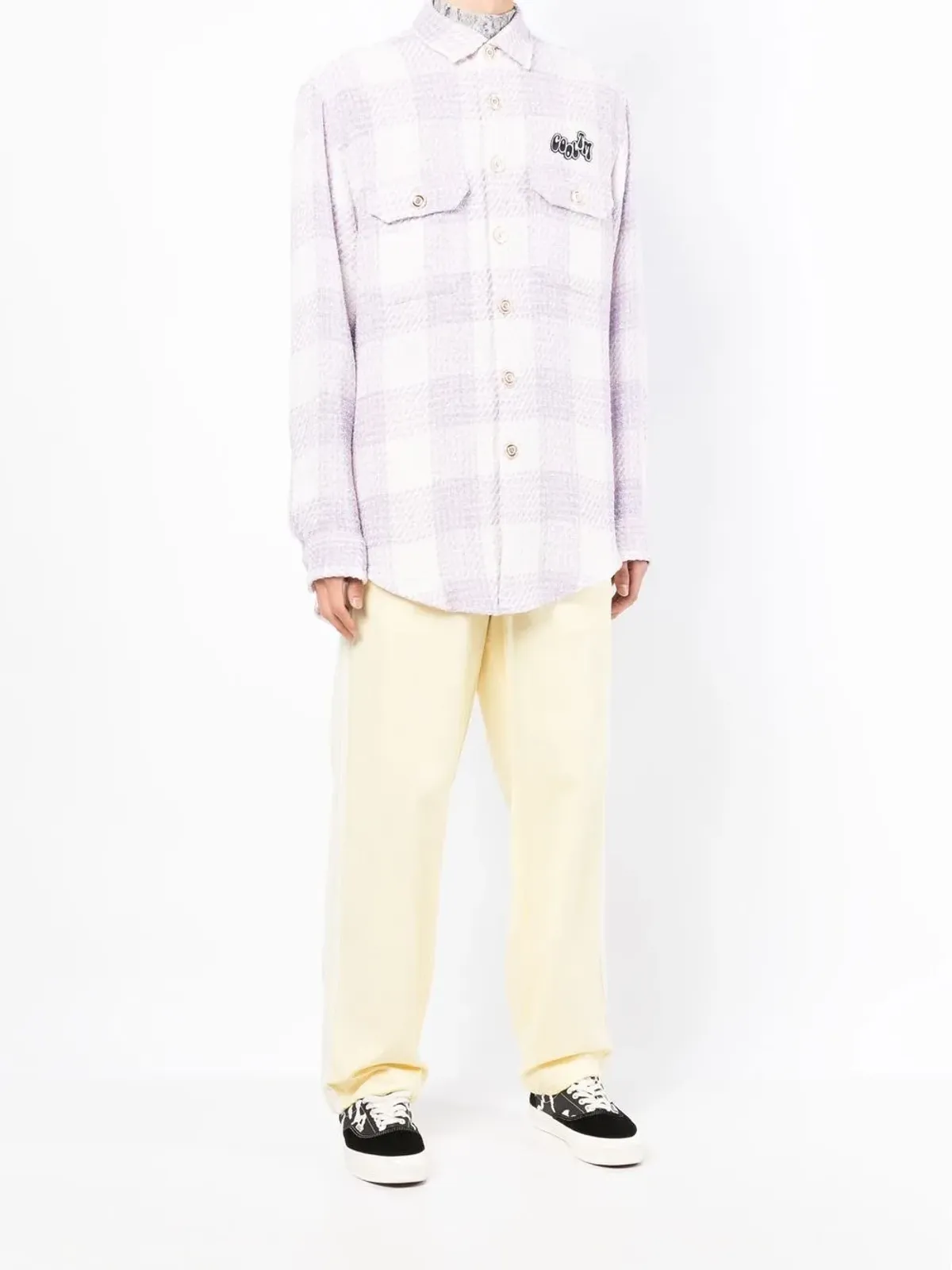 COOL T.M オーバーサイズ ツイード チェック シャツ - パープル - 画像3
