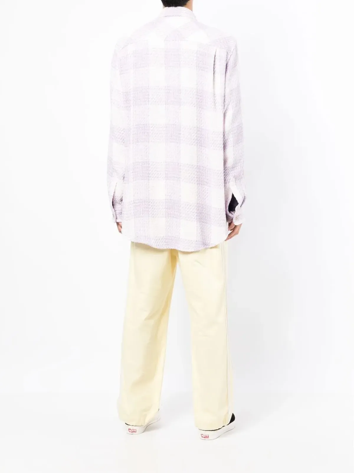 COOL T.M オーバーサイズ ツイード チェック シャツ - パープル - 画像4