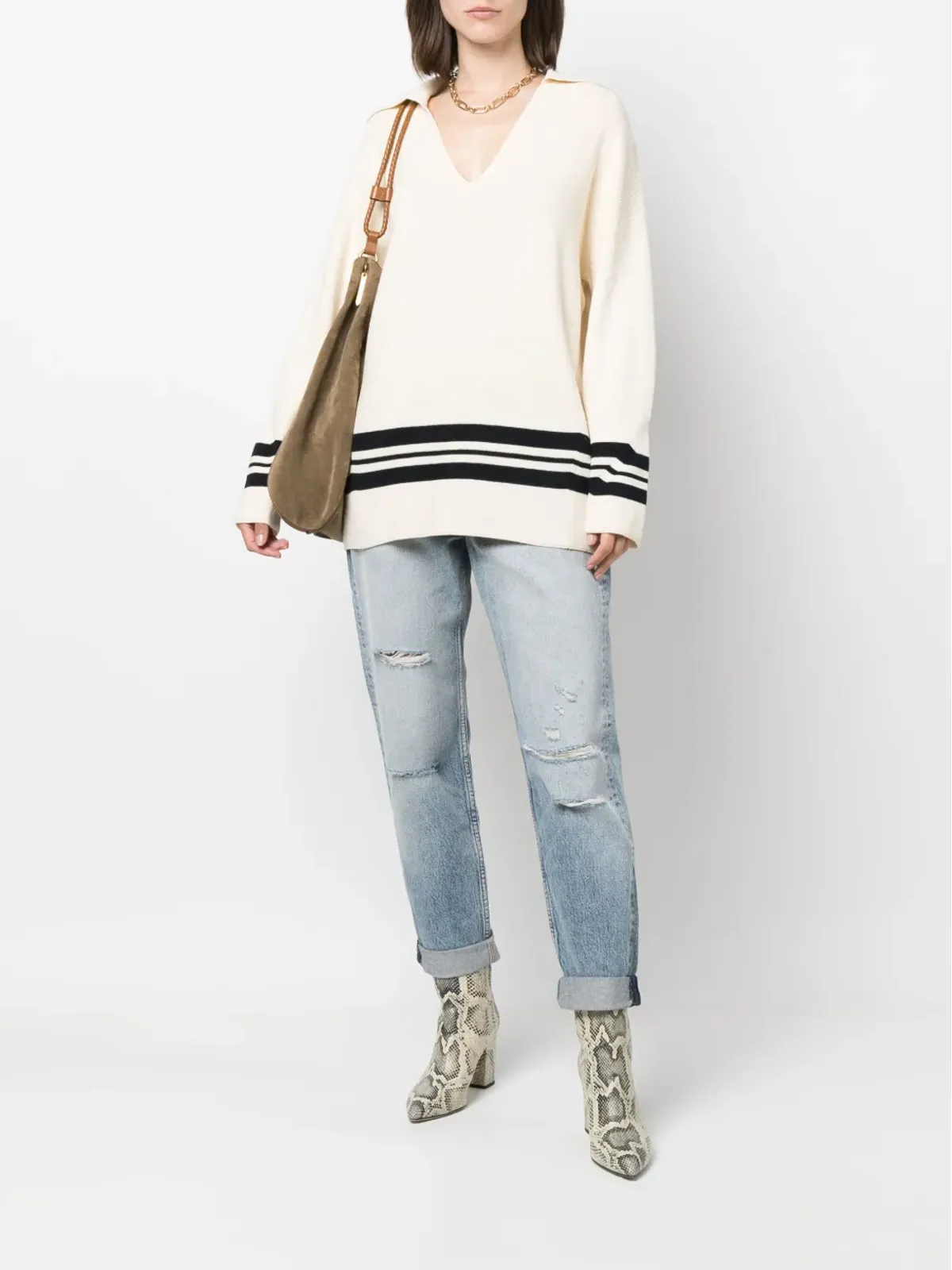 rag & bone ストライプトリムのオーバーサイズジャンパー - 画像2