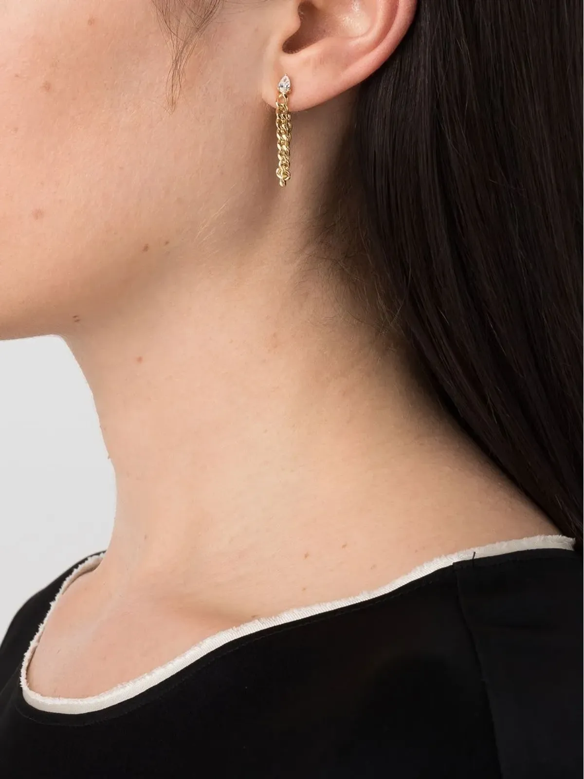 Anita Ko 18Kイエローゴールド カブンリンク ダイヤモンド ループ ピアス - 画像2