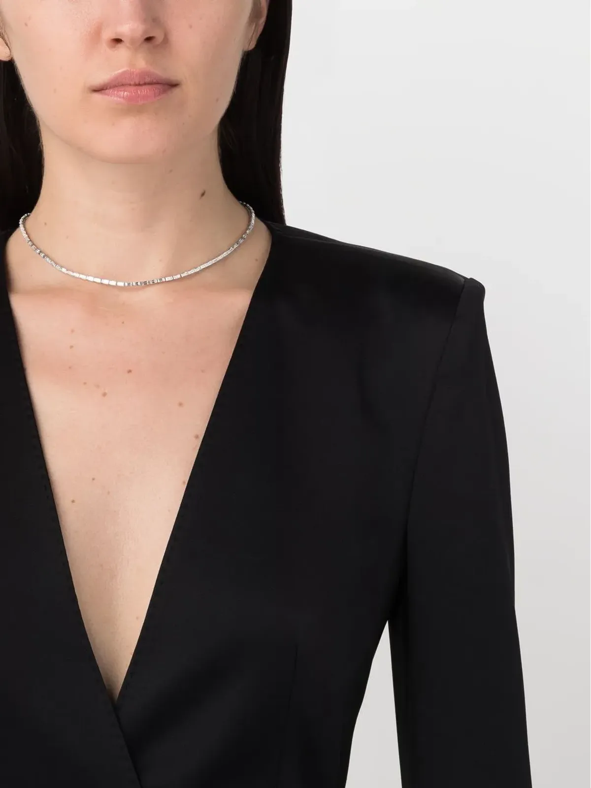 Anita Ko 18Kホワイトゴールド バゲットダイヤモンド チョーカーネックレス - シルバー - 画像2