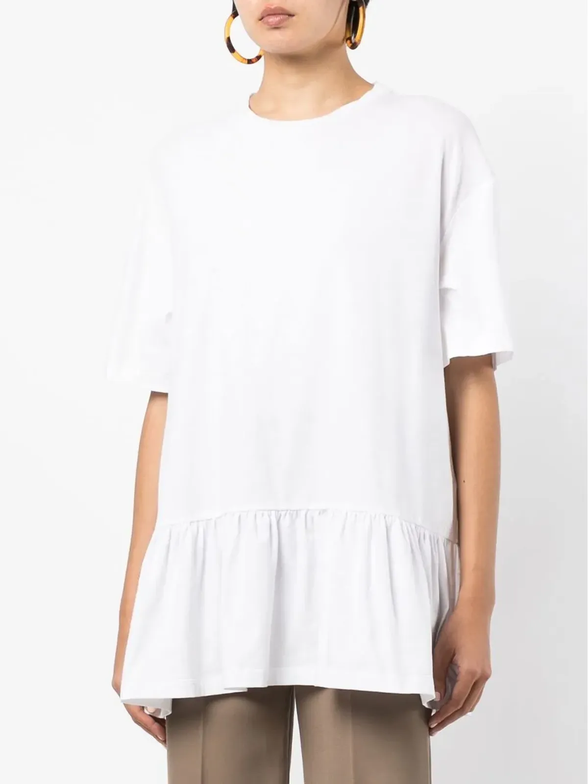 Fabiana Filippi 綿麻混紡のペプラムTシャツ - 画像3