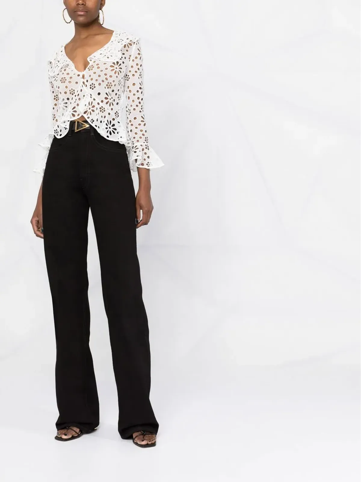 Saint Laurent 刺繍デザイン長袖ブラウス - 画像2