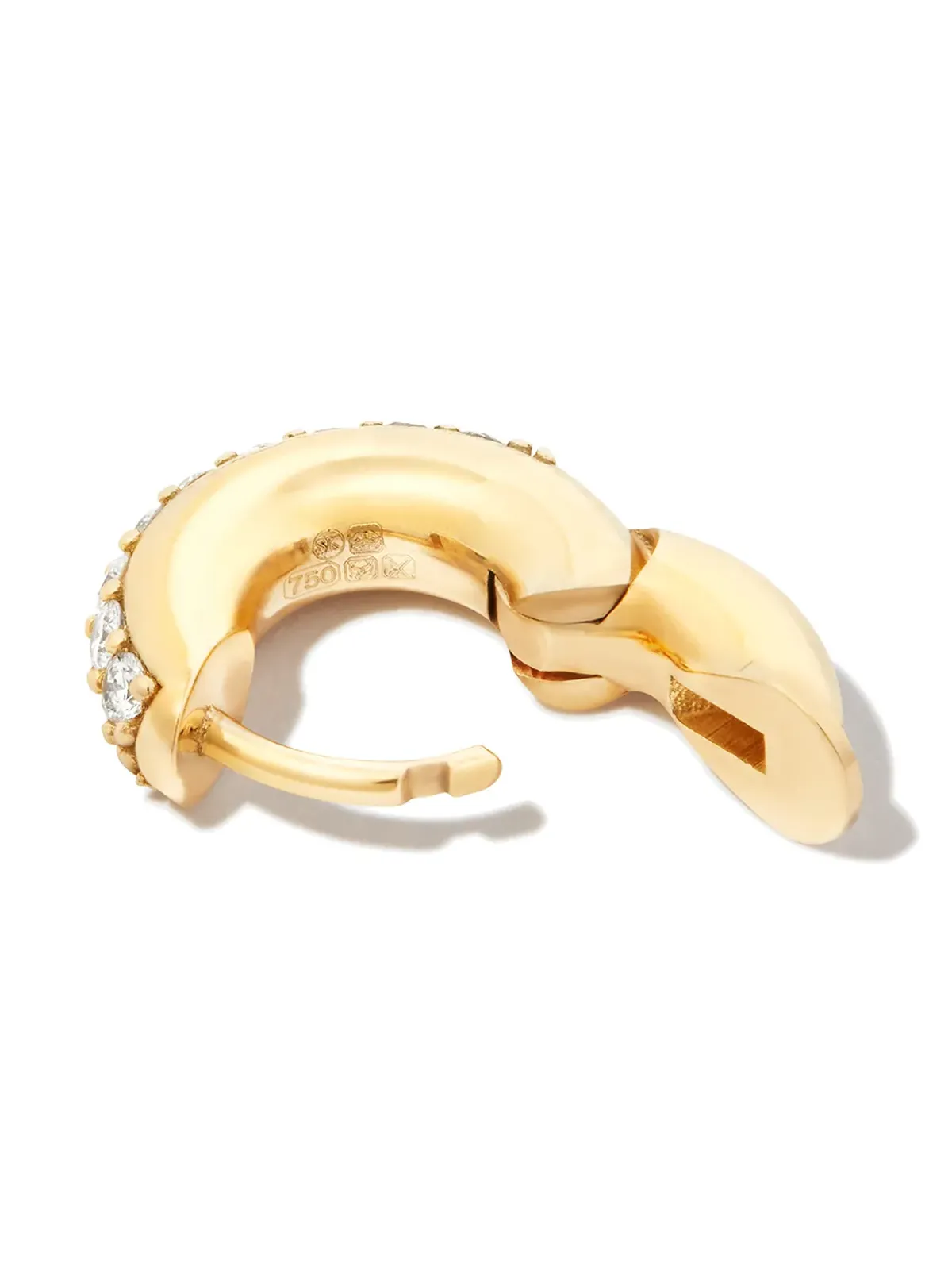 Spinelli Kilcollin 18K イエローゴールド パヴェ ダイヤモンド ハグイヤー フープ ピアス - 画像2