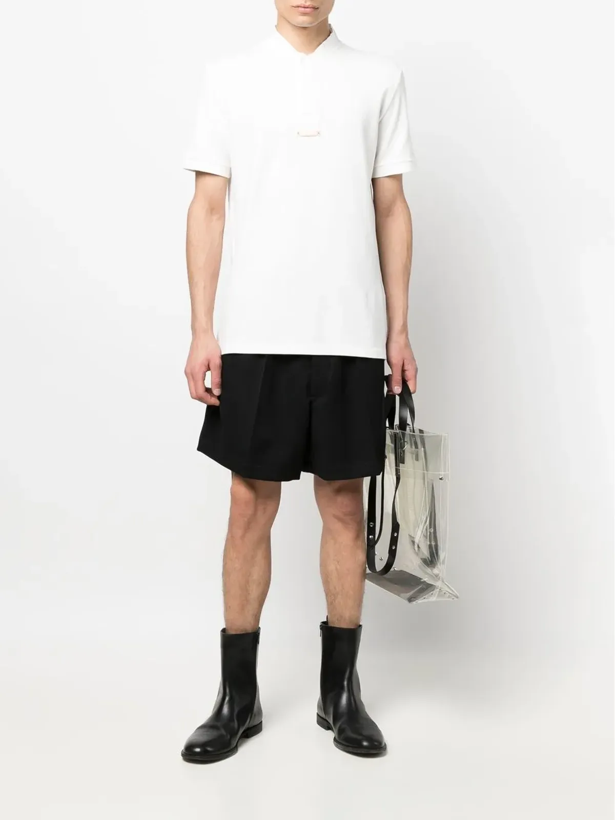 Maison Margiela 襟なしポロシャツ ホワイト - 画像2