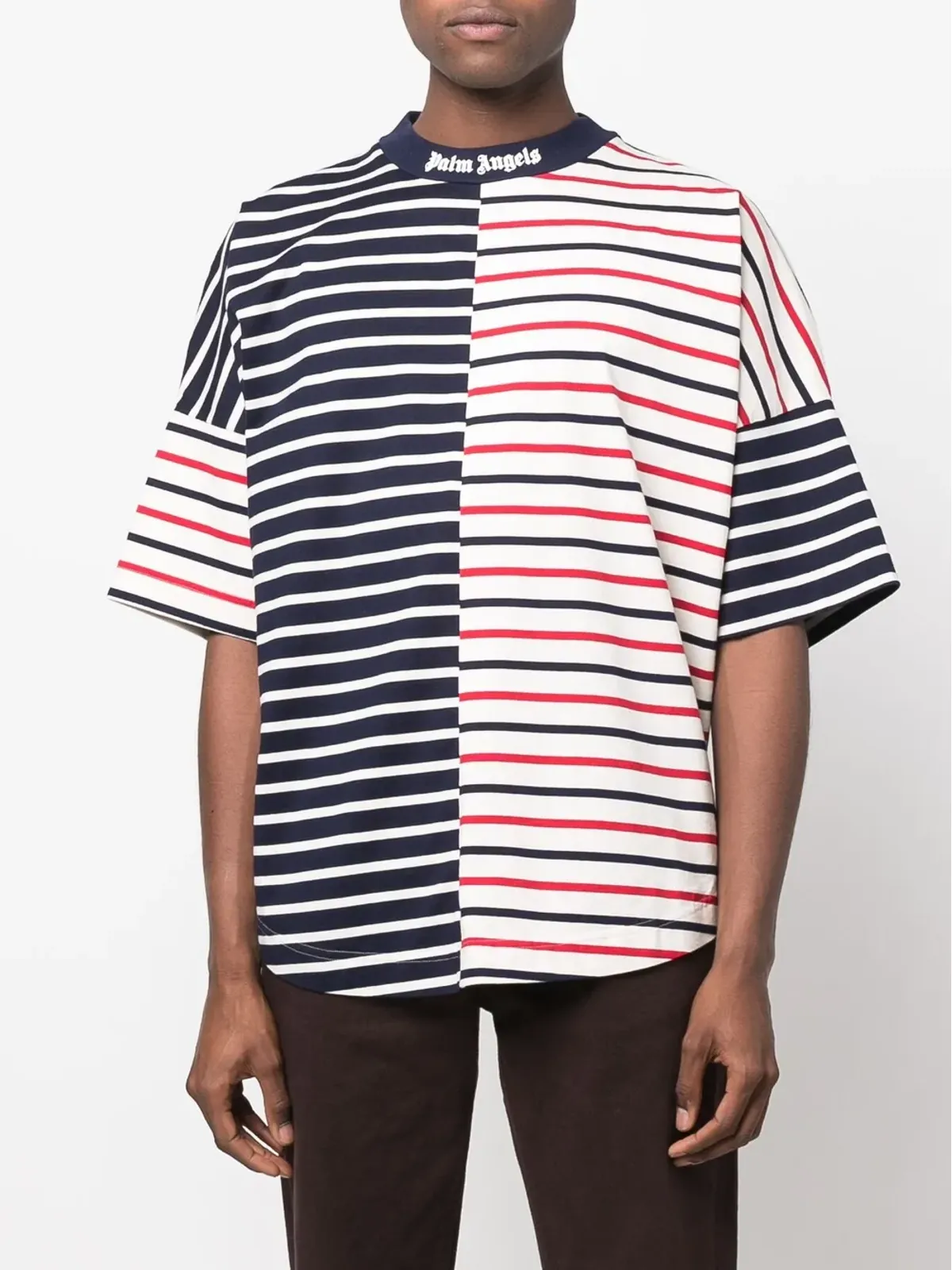 Palm Angels ストライプ柄 ロゴプリント Tシャツ ブルー - 画像3