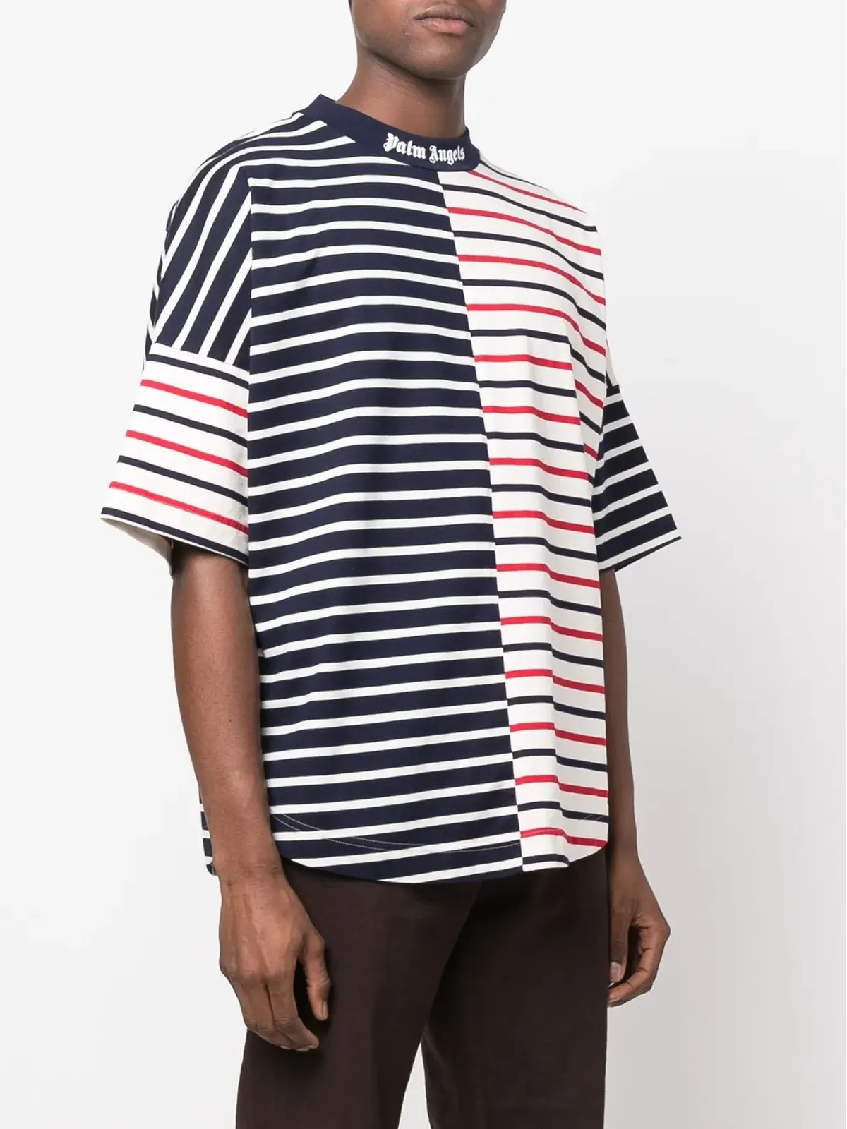 Palm Angels ストライプ柄 ロゴプリント Tシャツ ブルー - 画像4