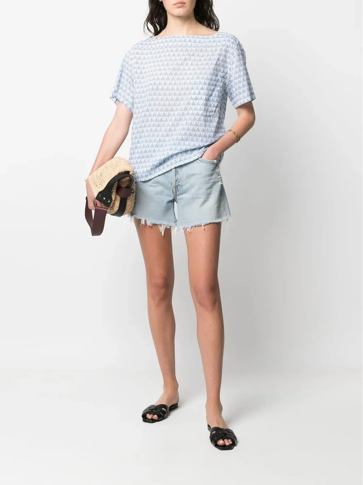 Hermès Pre-Owned 1960s geometric print T-shirt - Blue - 画像2