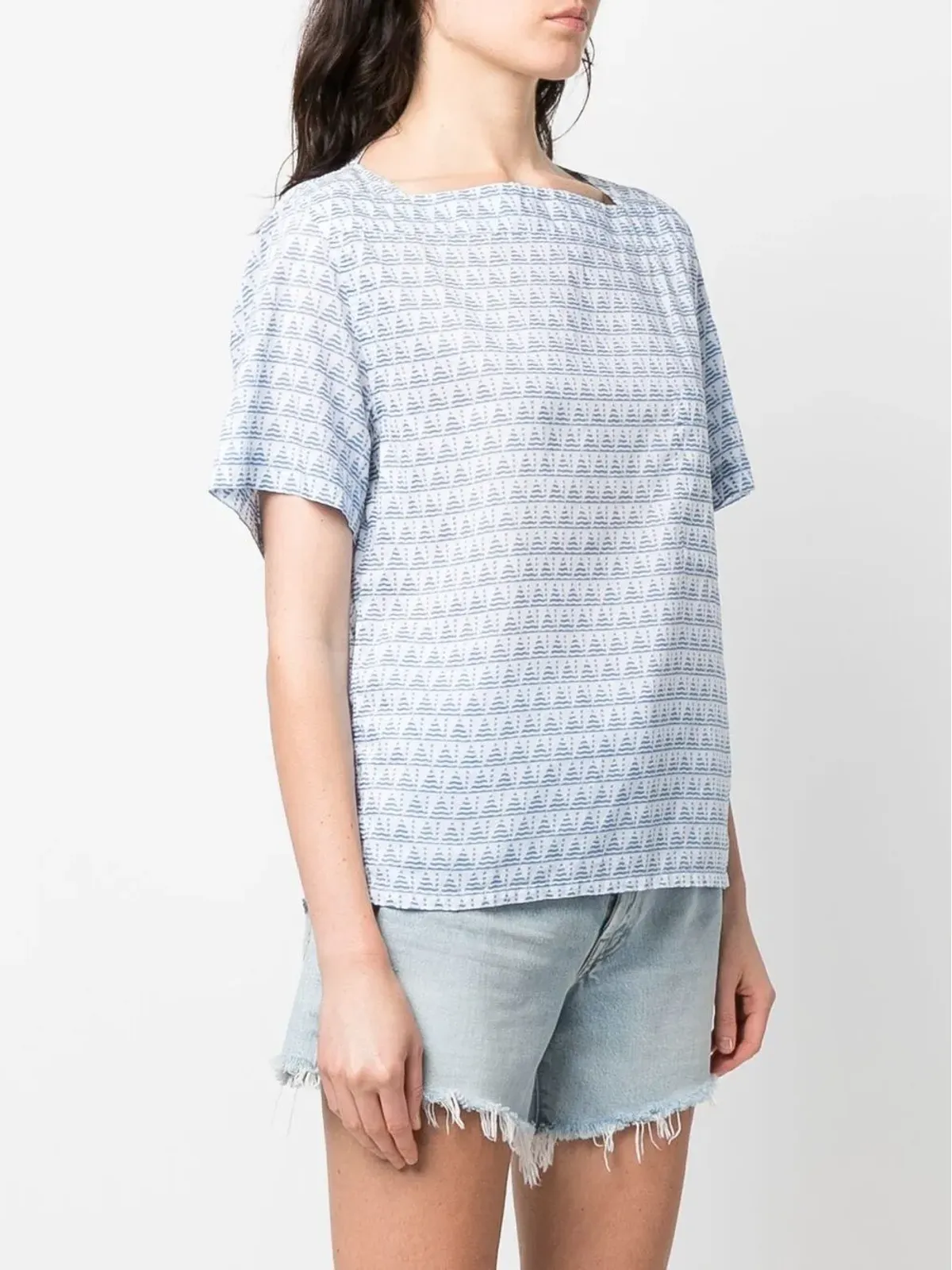 Hermès Pre-Owned 1960s geometric print T-shirt - Blue - 画像3