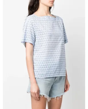 Hermès Pre-Owned 1960s geometric print T-shirt - Blue - サムネイル3