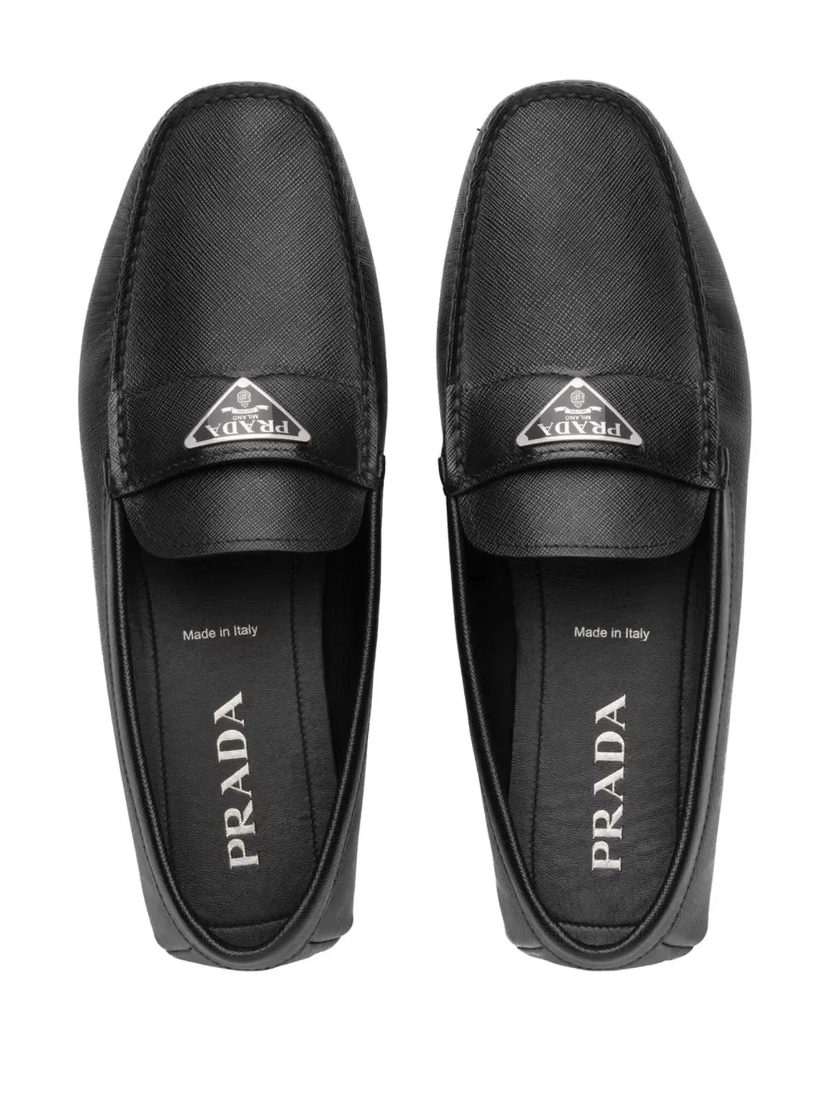 Prada ロゴプレート レザー ローファー - ブラック - 画像4