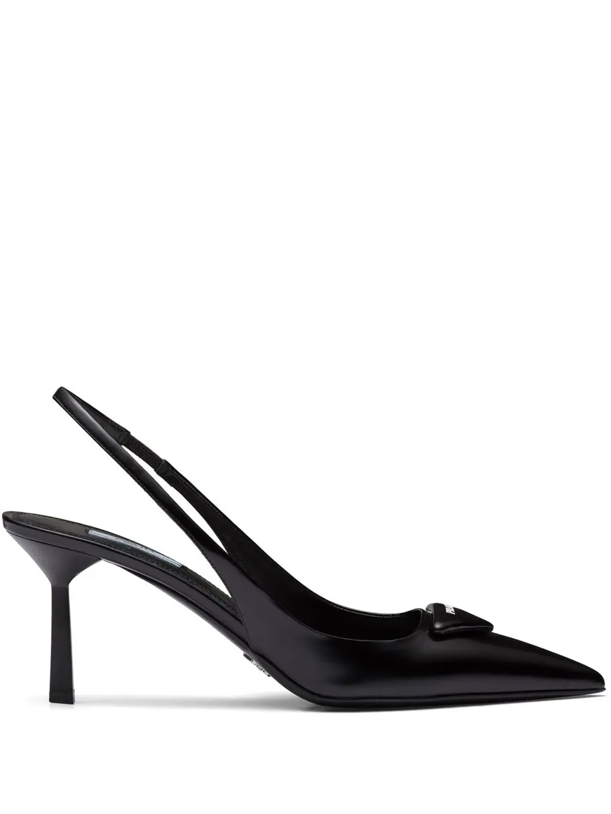 Prada ロゴプレート付きスリングバックパンプス - ブラック - 画像1